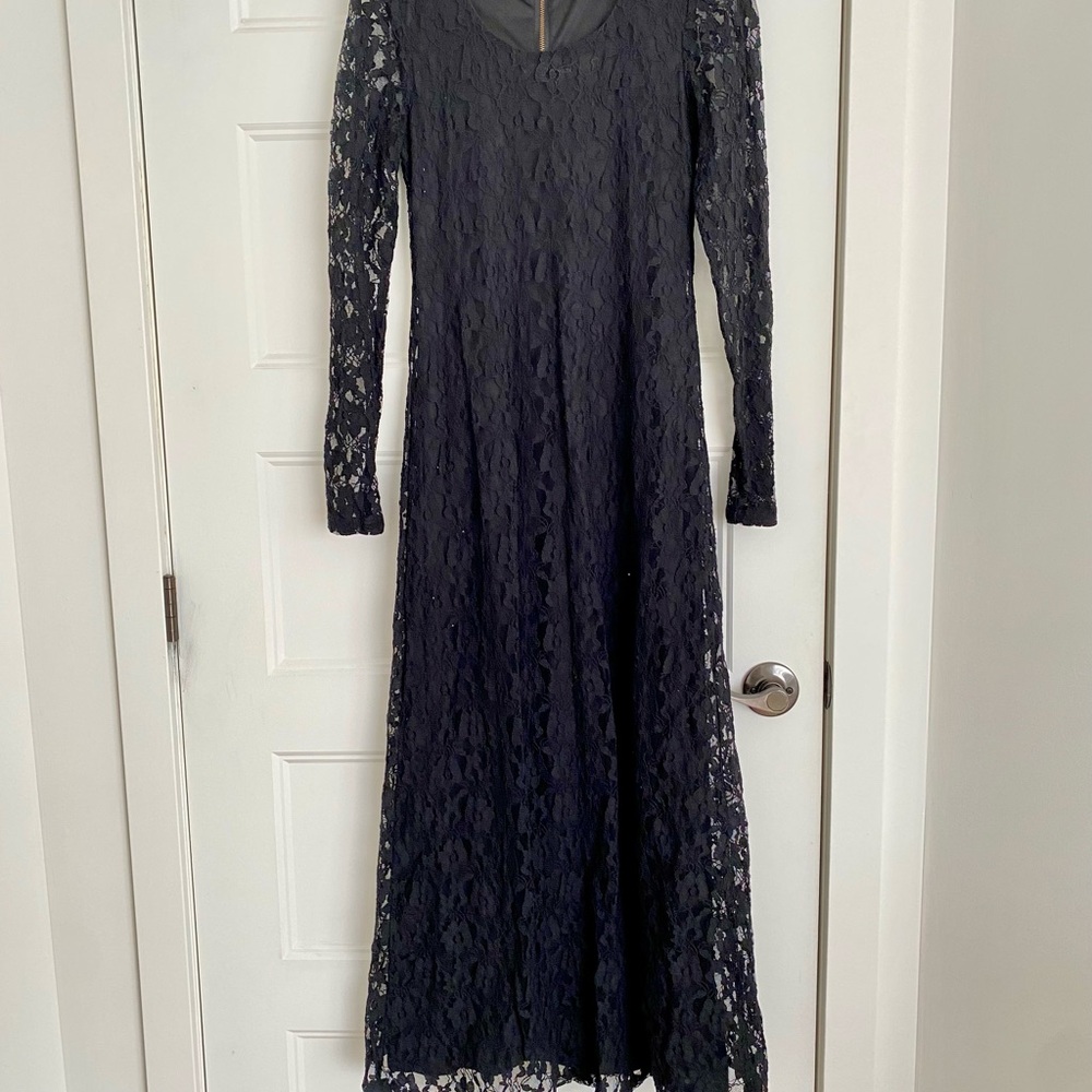 Vero Moda Stunning Black Lace Maxi Dress Size Medium Long Sleeve